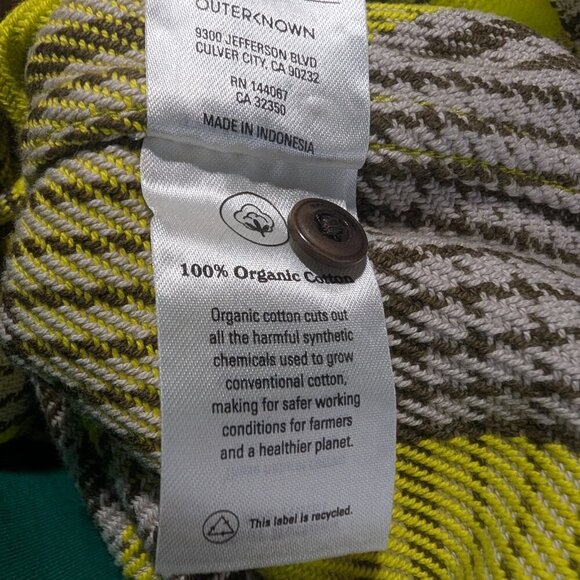 Outerknown | Women's Blanket Shirt In Electric Lime Jones Plaid - Picture 13 of 16